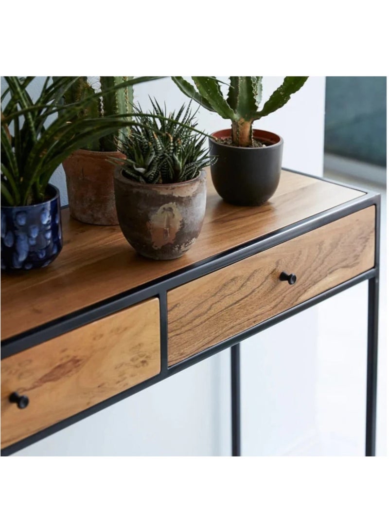 إكسبرت “طاولة كونسول خشبية عصرية مع أدراج وإطار معدني - مثالية للديكور  أو طاولة للقهوة أو طاولة المدخل ,EI-108 - Image 5